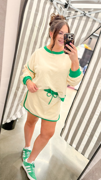 Kelly Green + Cream Skort Set