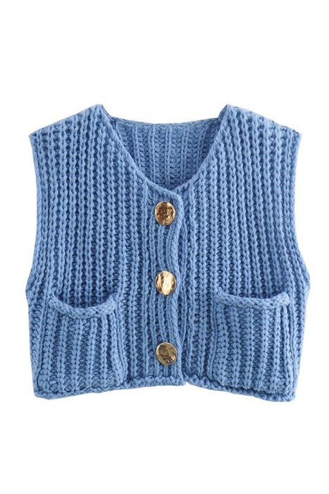 Crochet Sweater Vest Top // Blue SALE