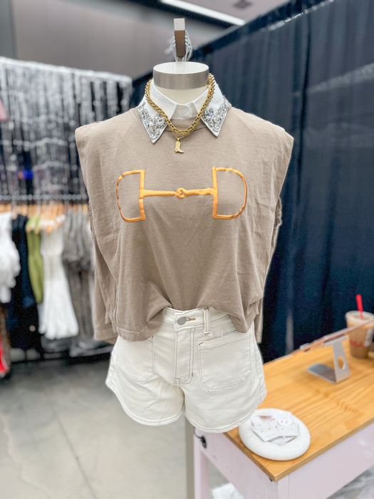 Horsebit Muscle Tee in Tan