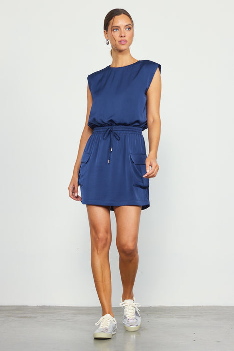 Silky Cargo Mini Dress // Navy Blue- SALE