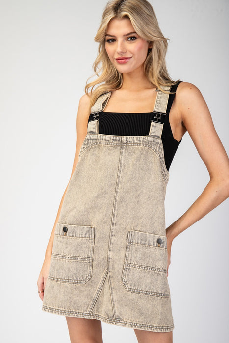 Overall Mini Dress- Hazelnut wash SALE