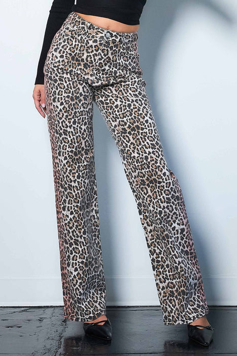 Leopard Wide Leg Jeans- SALE