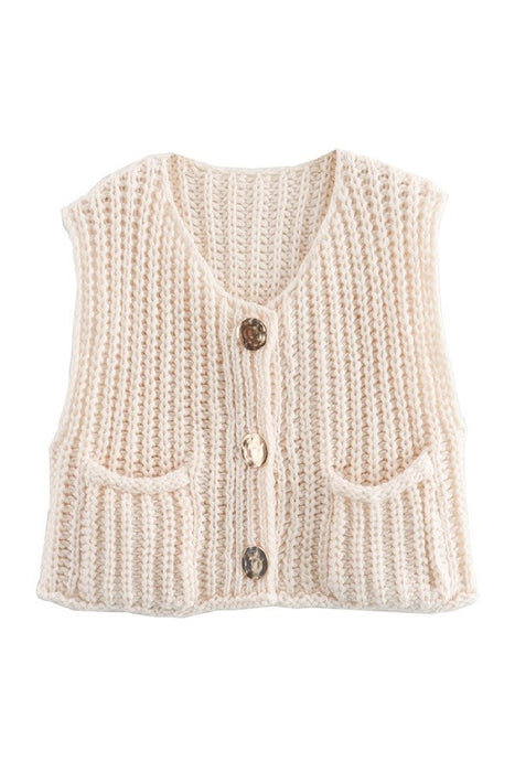 Crochet Sweater Vest Top // Ivory- SALE