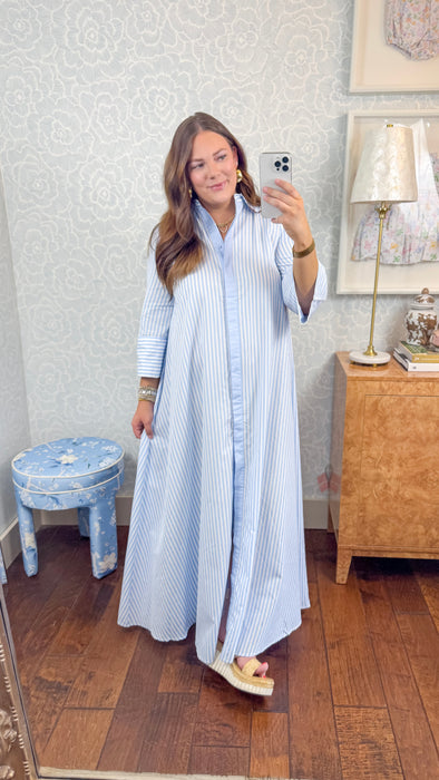 Serena Stripe Maxi Dress in Blue
