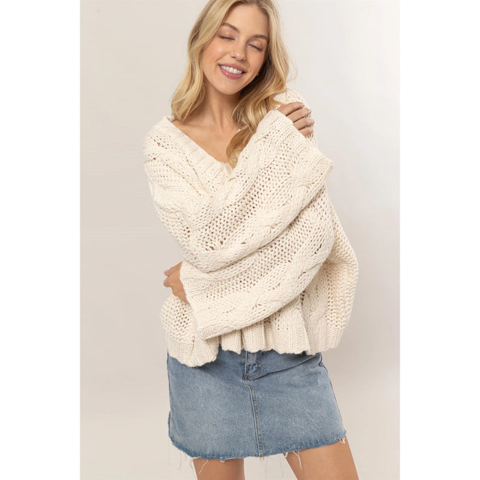 Cable Knit Oversized Sweater // Ivory SALE