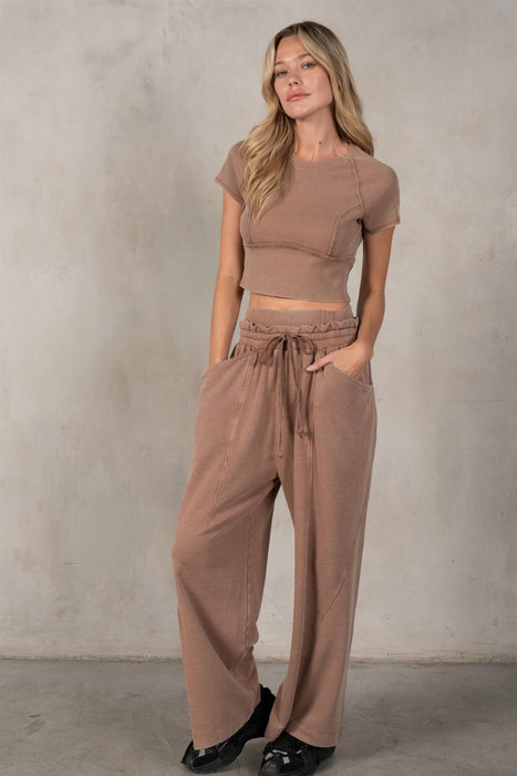 Ribbed Paper Bag Set in Coco