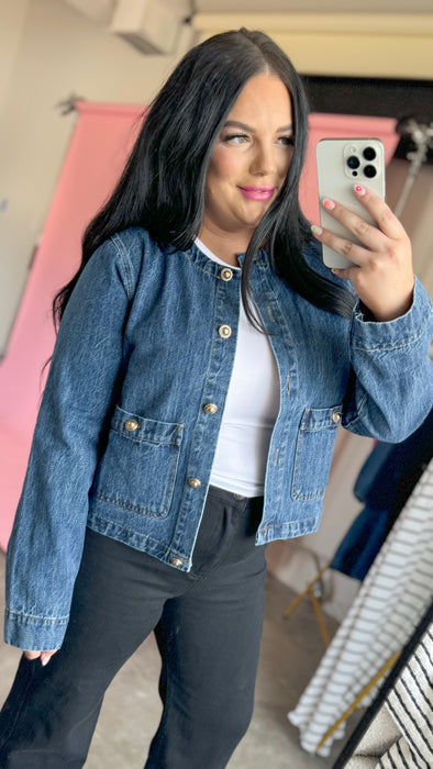 BEVERLY'S BEST DENIM JACKET IN DARK WASH SALE