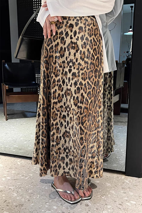 Sequin Leopard Midi Skirt SALE