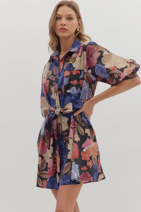 Athena Floral Waist Tie Dress