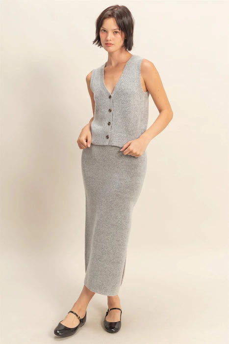 *Highly Anticipated* Sweater Skirt Set - Heather Grey