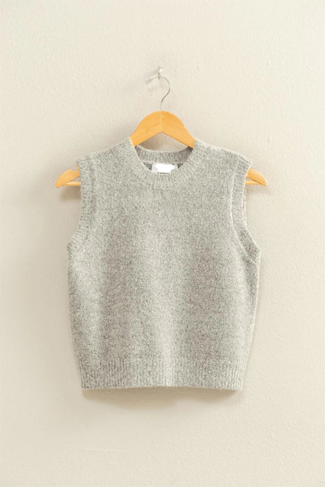 Elevated Basic Sweater Top - HEATHER GREY