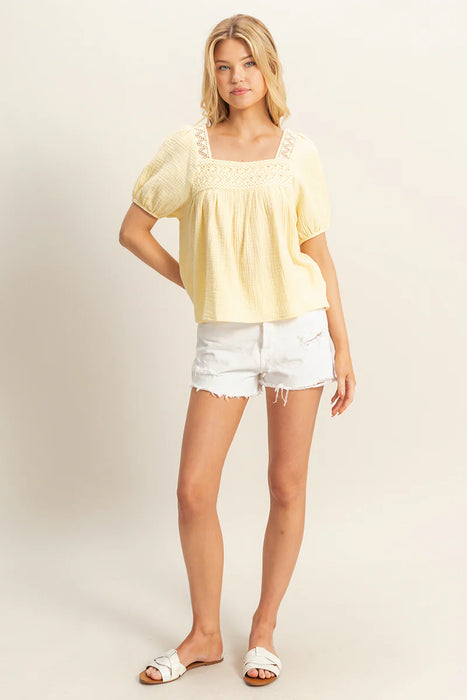 Crochet Detail Gauze Blouse