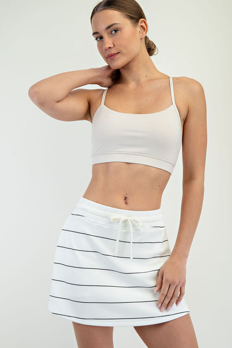Modal Scuba Stripe Skort in Cream/Black