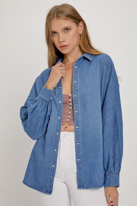 The PERFECT Button Down Denim Top