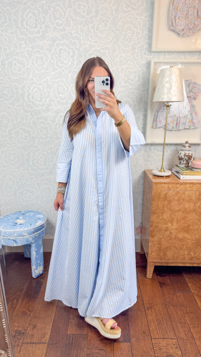 Serena Stripe Maxi Dress in Blue