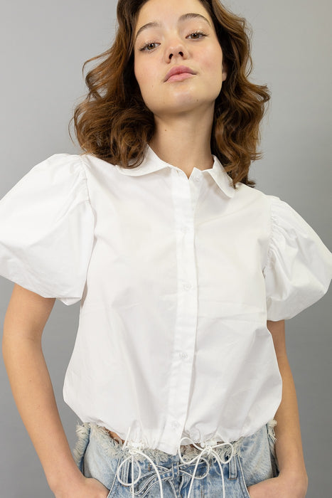 Drawstring Detail Button Down Top