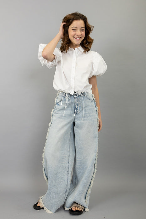 Drawstring Detail Button Down Top
