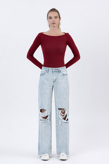 Distressed Baggy Wide Leg Jeans