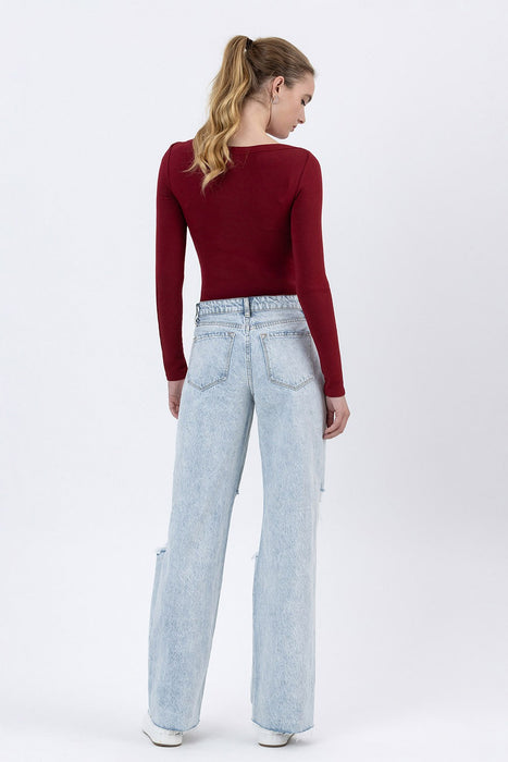 Distressed Baggy Wide Leg Jeans