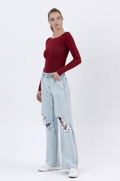 Distressed Baggy Wide Leg Jeans