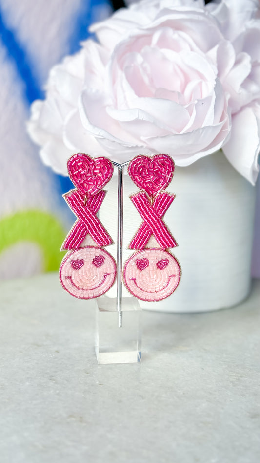 BEADED XO EARRINGS - 2 COLORS!