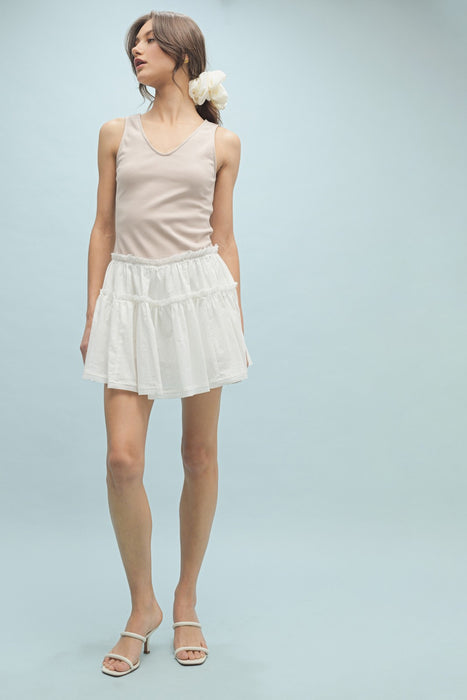 Mix Media Mini Dress with Built In Shorts