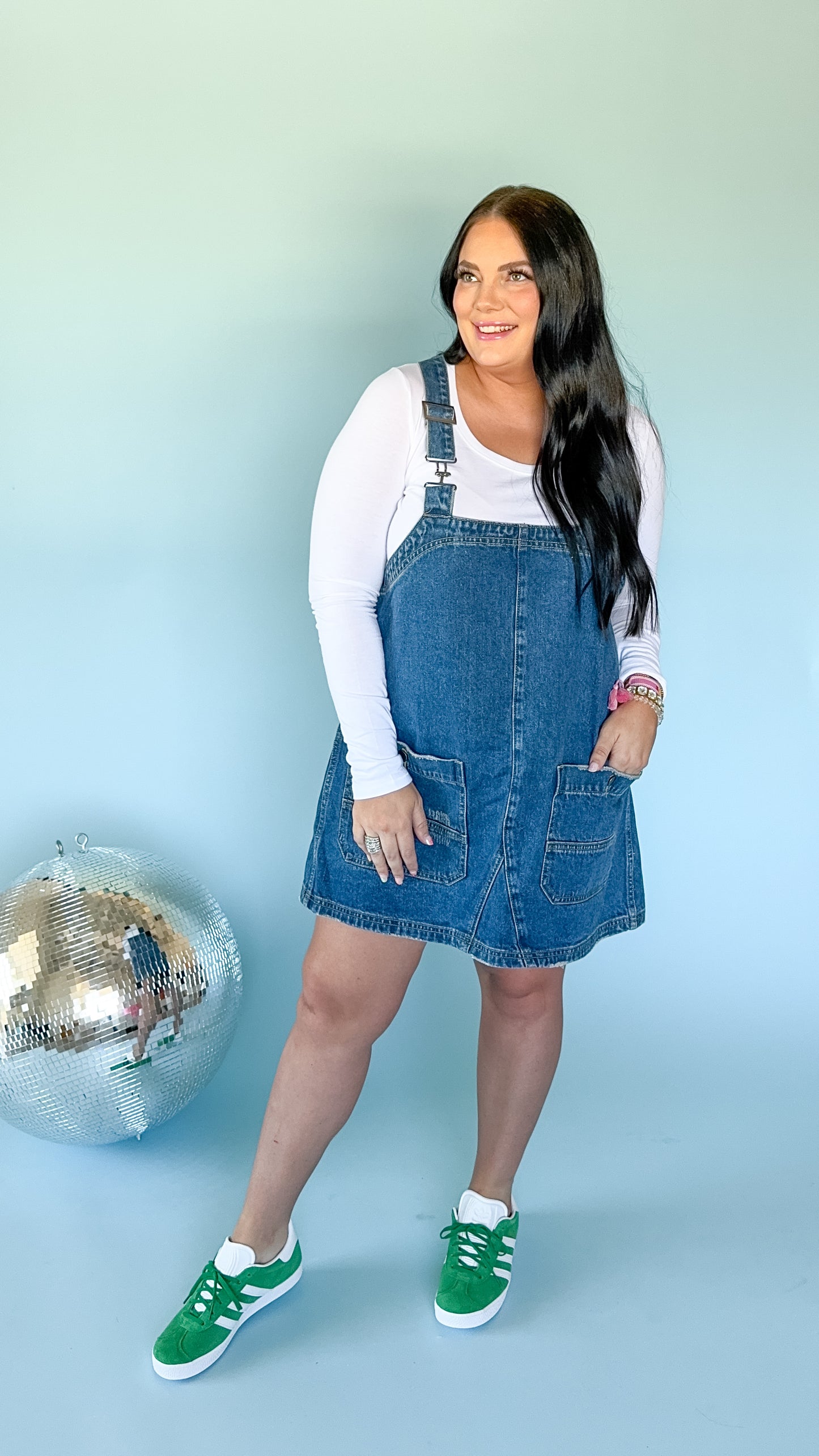 DENIM OVERALL MINI DRESS