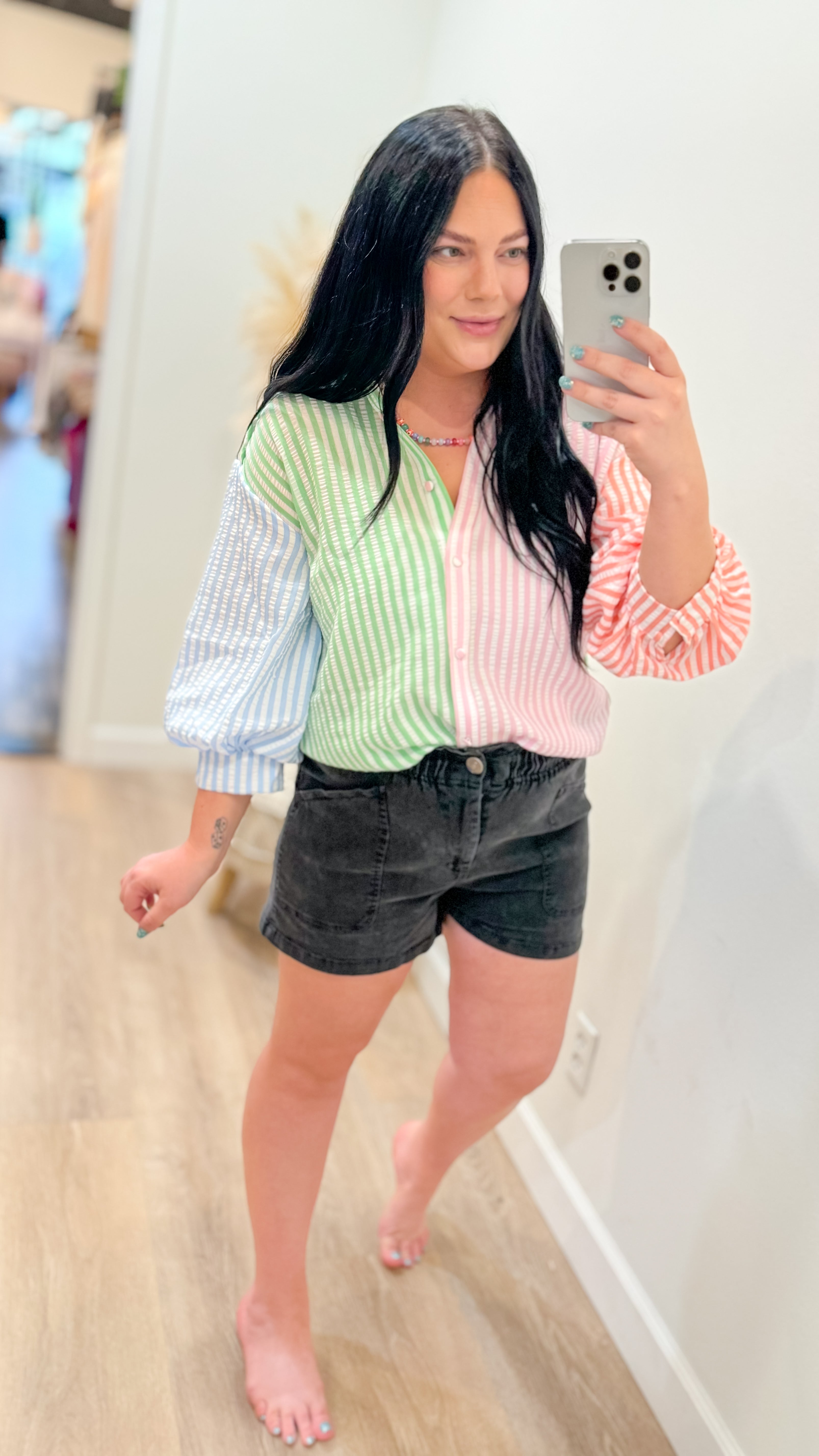 SEERSUCKER STRIPE COLORBLOCK TOP | SALE — Shop Fufu's