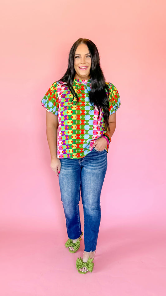 POP OF COLOR RETRO BLOUSE