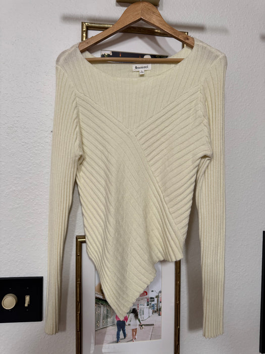 Pointed Hem Ribbed Sweater // Ivory SALE