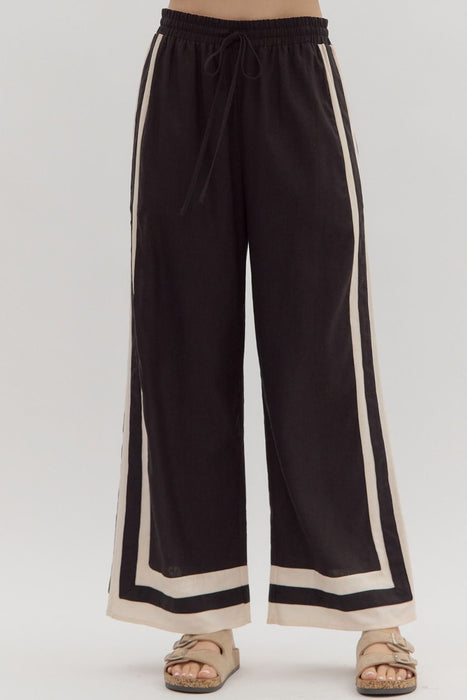 Cream & Black Stripe Linen Pants