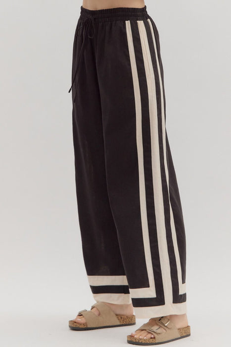 Cream & Black Stripe Linen Pants