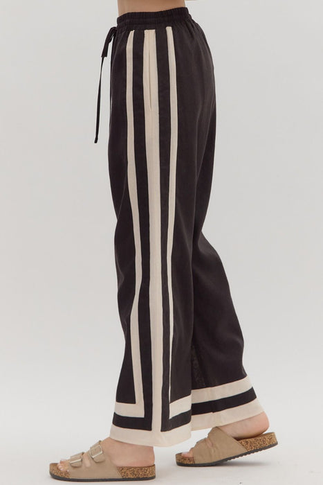 Cream & Black Stripe Linen Pants