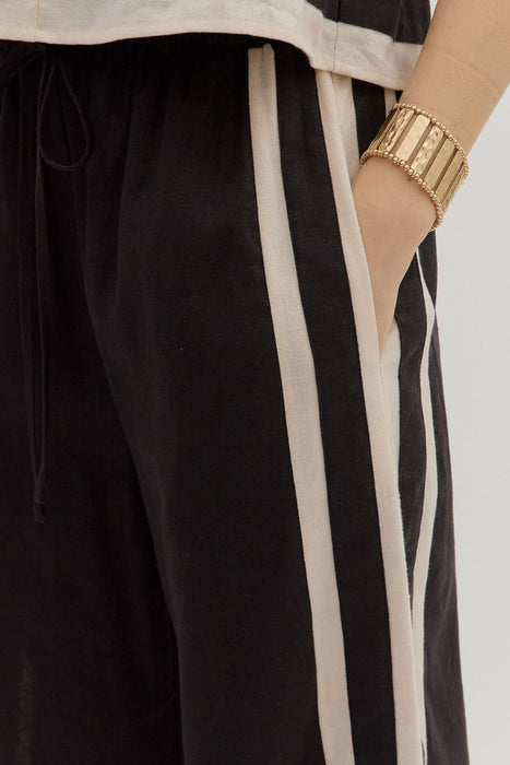 Cream & Black Stripe Linen Pants