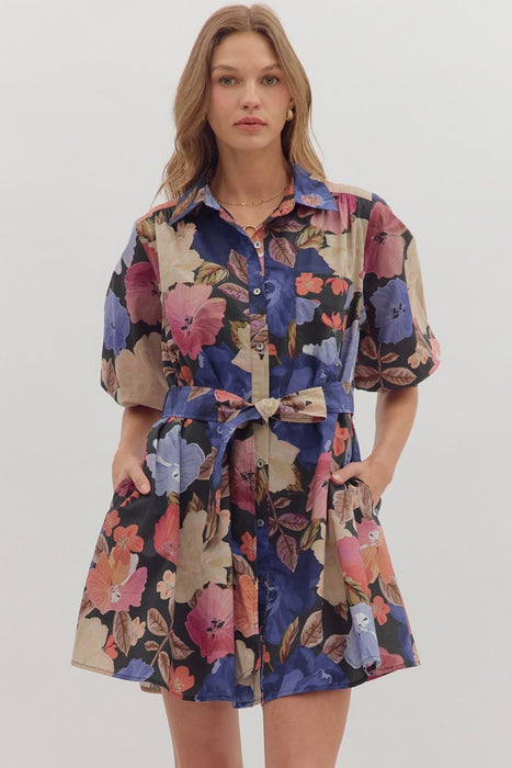 Athena Floral Waist Tie Dress