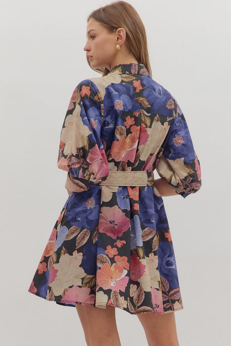Athena Floral Waist Tie Dress