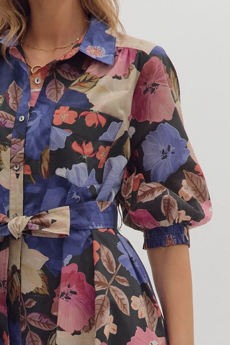 Athena Floral Waist Tie Dress