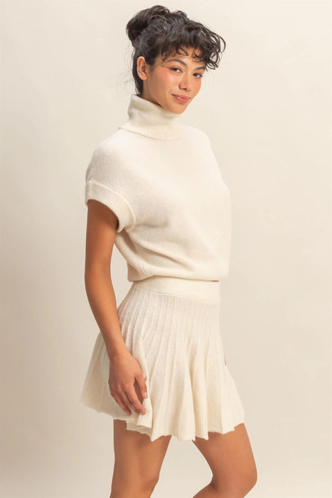 Parker Pleated Skirt Set - CREAM